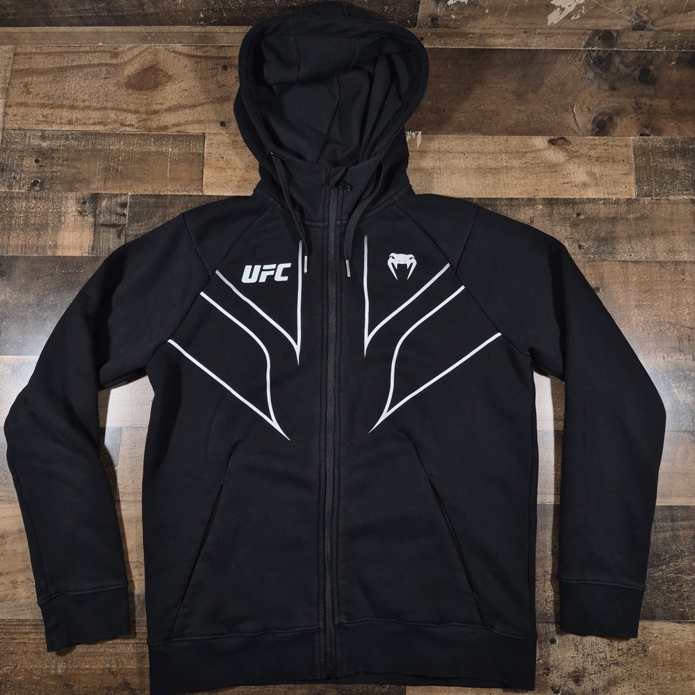 Venum UFC Hoodie Mens Small Black Full Zip Sweatshirt Fight Night 2.0 Logo